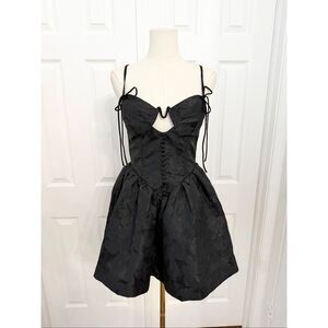 For Love and Lemons Womens Black Floral Jacquard Faith Mini Dress Small NWT